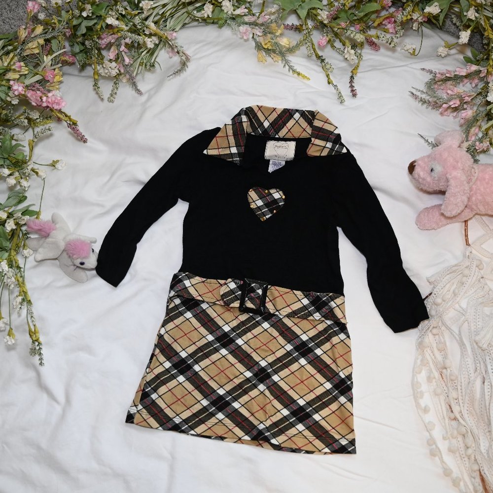 Girls Shirt/Skirt Dress Black & Brown Combo